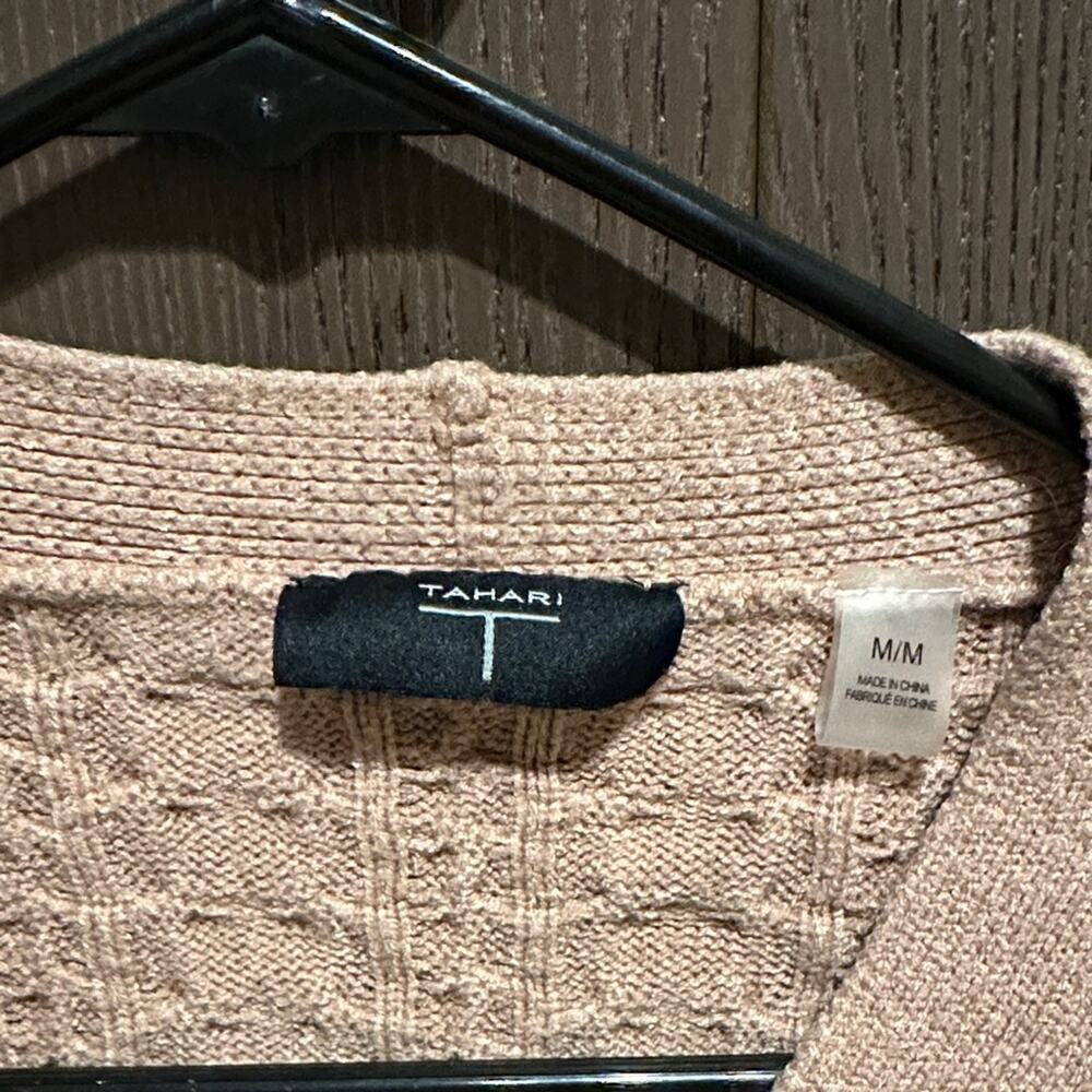 Tahari Camel Cable Knit Cardigan - size medium - Picture 2 of 4
